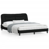 VidaXL Cadru de pat cu lumini LED, negru, 160x200 cm, textil