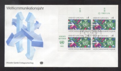 UN Vienna 1983 World communication year Mi.29 x 4 FDC UN.125 foto