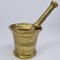 Mojar si pistil bronz masiv gravat, tematica orientala, vintage