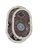 Set covoare pentru camera antiderapante maro cu model floral 104x66, 83x57 cm, Home