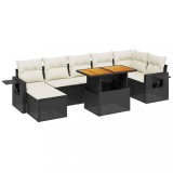 Cumpara ieftin Set mobilier de gradina cu perne, 8 piese, negru, poliratan