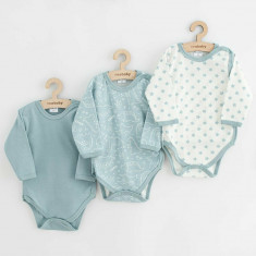 Set 3 piese, New Baby, Classic II, Include 3 body-uri cu maneca lunga, Marime 62, Din bumbac 100%, Blue