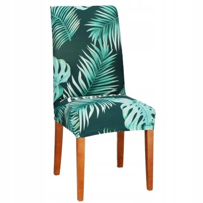 Husa pentru scaun, marime universala, poliester si spandex, verde cu model floral Household NewTrend foto