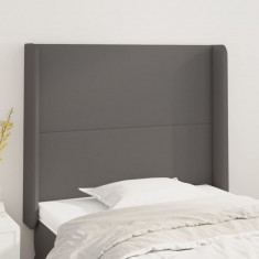 vidaXL Tăblie de pat cu aripioare, gri , 83x16x118/128 cm, piele eco foto