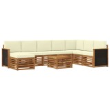 vidaXL Set de canapele de exterior cu pernă 7 pcs Natural și Crem 3384731