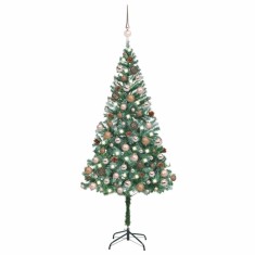 vidaXL Brad Crăciun artificial pre-iluminat globuri/conuri pin 180 cm 3077614