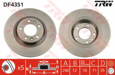 Disc frana PEUGEOT 508 SW (2010 - 2016) TRW DF4351 foto