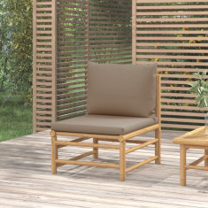 vidaXL Canapea de mijloc pentru grădină, perne gri taupe, bambus