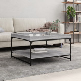 Cumpara ieftin Măsuță cafea, gri sonoma, 80x80x45 cm lemn prelucrat și fier