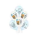 Set 6 baloane Cute Baby Boy alb albastru 30 cm