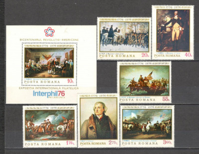 Romania.1976 200 ani Independenta SUA:Pictura DR.372 foto