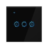 Resigilat Intrerupator Smart Touch Techstar&reg;, Wireless 2.4GHz, Dimmer, Sticla Securizata, Design Modern, Iluminare LED, 1 Faza, cu NUL, Negru