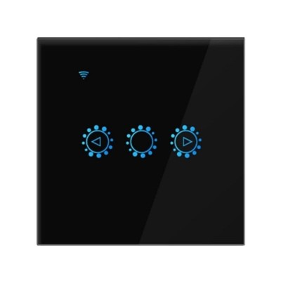 Resigilat Intrerupator Smart Touch Techstar&amp;reg;, Wireless 2.4GHz, Dimmer, Sticla Securizata, Design Modern, Iluminare LED, 1 Faza, cu NUL, Negru foto