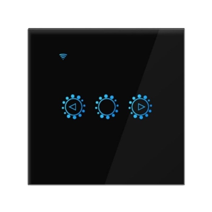 Resigilat Intrerupator Smart Touch Techstar&reg;, Wireless 2.4GHz, Dimmer, Sticla Securizata, Design Modern, Iluminare LED, 1 Faza, cu NUL, Negru