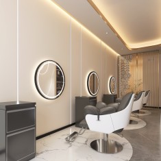 Consola de coafură consola de frizerie consola de cosmetică oglindă LED cu ramă de aluminiu 60x60 PRO