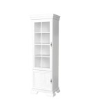 Vitrina living VMW1, 2 usi, 4 polite, Pal melaminat, cu insertii MDF, Alb Antichizat