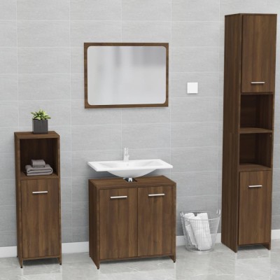 Gossi set de mobilier de baie, stejar maro, lemn prelucrat foto