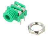 Soclu Jack 3,5mm Mamă Mono THT Verde 90&deg;