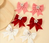Fundita clama de par cu perle si pietricele, diverse culori, 6*7 cm - Alb