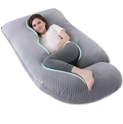 Perna Gravide si Alaptare 3 in 1 Linomag&amp;reg;, Multifunctionala, Forma de L, Sustinere pentru Burta, Spate, Solduri, Picioare, Bebelus, Relaxare, Husa det foto