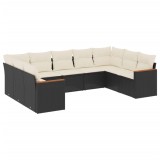 Cumpara ieftin Set mobilier de gradina cu perne, 9 piese, negru, poliratan