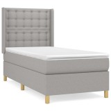 Cumpara ieftin Pat continental cu saltea, gri deschis, 80x200 cm, textil