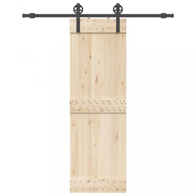 Set feronerie pentru ușă glisantă, negru, 183 cm, oțel foto
