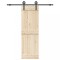 Set feronerie pentru ușă glisantă, negru, 183 cm, oțel