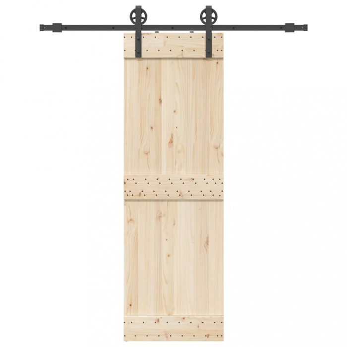 Set feronerie pentru ușă glisantă, negru, 183 cm, oțel