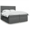 Gossi pat box spring cu saltea, gri inchis, 200x200 cm, textil