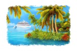 Cumpara ieftin Sticker decorativ Insula Tropicala, Verde, 85 cm, 11514ST, Oem