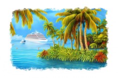 Sticker decorativ Insula Tropicala, Verde, 85 cm, 11514ST foto