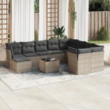 Gossi set canapele de gradina cu perne, 11 piese, gri, poliratan