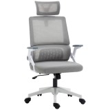 Vinsetto Scaun de birou reglabil material plasa din poliester spatar ergonomic inclinabil pivotant Gri | Aosom Romania
