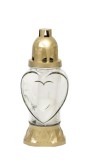 Candela funerara Heart din sticla, 28 h, 25,5 cm, pentru mormant