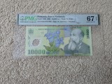 Bancnota 10.000 lei din 2001, semnatura Isarescu, gradata, PMG 67