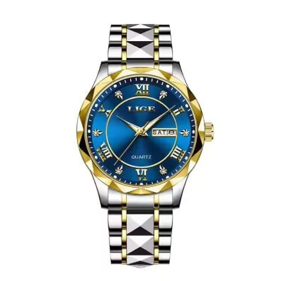 Ceas barbatesc de mana Lige Elegant Casual Fashion Analog Quartz Argintiu Albastru foto