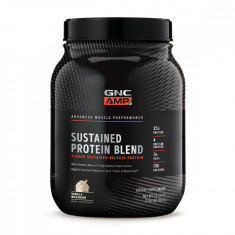 Amestec proteic cu aroma de milkshake de vanilie AMP Sustained Protein Blend, 924g, GNC