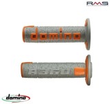 Set Mansoane Moto Cross Enduro Domino Gri/Portocaliu 120mm, Cauciuc Termoplastic, Capete Inchise, ATV, Scuter