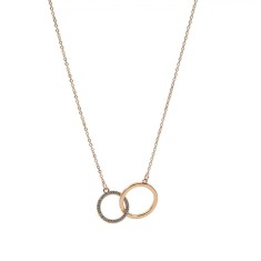 Colier Femei, Model Lant, Culoare Aurie, Inele Strass