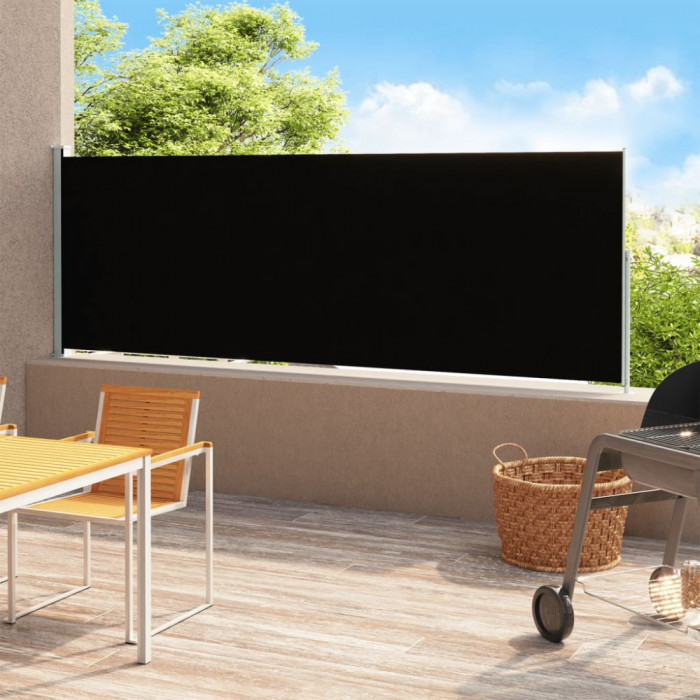 Copertina laterala retractabila de terasa, negru, 180x500 cm GartenMobel Dekor