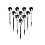 Lampa solara Led decorativa pentru gradina, Argintie, eMazing, Lumina Alb Rece, set 10 buc
