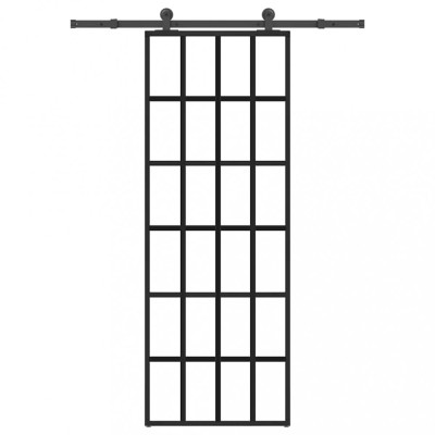 vidaXL Ușă glisantă cu set feronerie, 76x205 cm, sticlă ESG/aluminiu foto