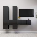Set de dulapuri TV, 7 piese, gri extralucios, lemn prelucrat