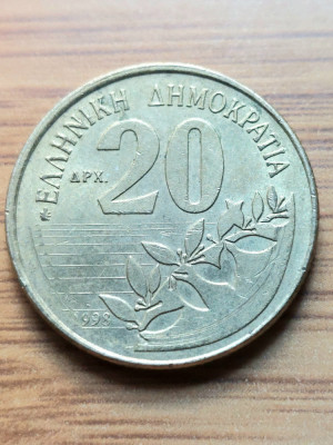 Moneda Grecia 20 Drahme 1998 foto
