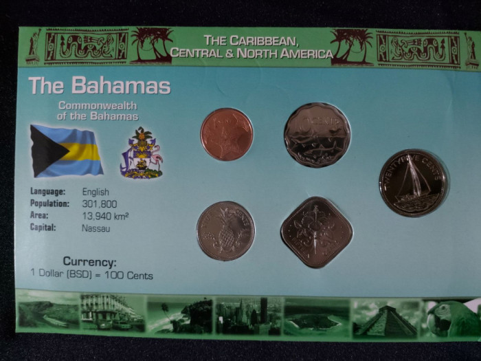 Seria completata monede - Bahamas 1992-2007 , 5 monede