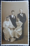 Fotografie tip Carte Postala, Mire si mireasa cu nasii, 1939