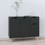 Servantă, negru extralucios, 90x30x72 cm, lemn prelucrat