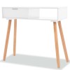 Masa Consola Gossi Lemn Masiv Pin 80x30x72 cm Alb Living Hol Suport Telefon