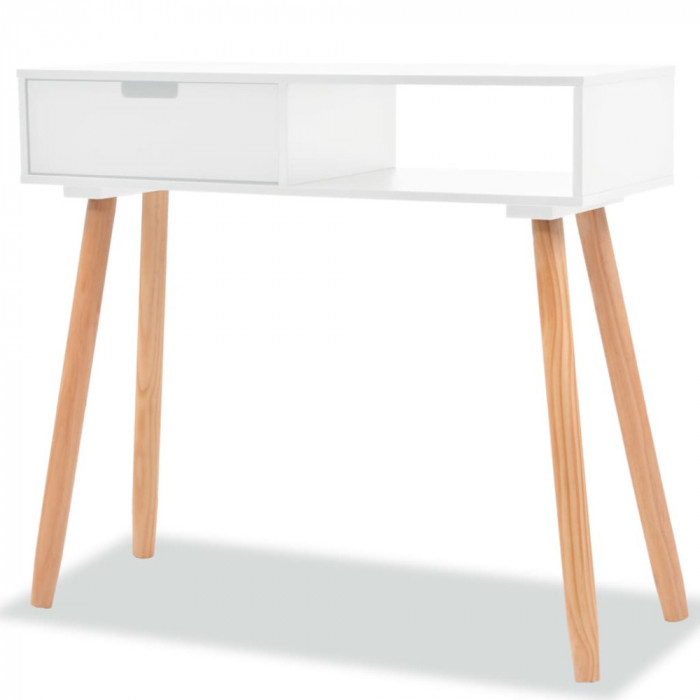 Gossi masa consola, lemn masiv de pin 80x30x72 cm, alb